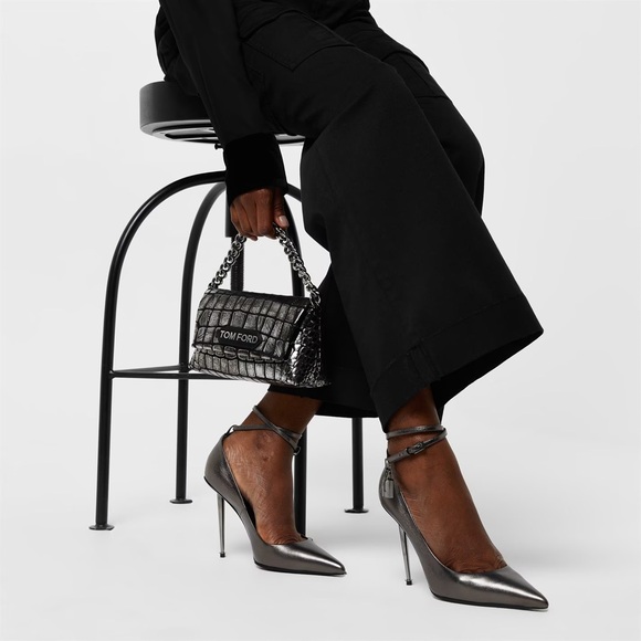 NWT Tom Ford Padlock Laminated Pump Heels “Gunmetal” sz 38 / UK 5 Sold Out - Picture 17 of 17